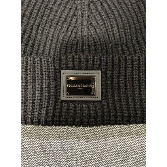 KARL LAGERFELD PARISRibbed Wool Blend Beanie - Picture 3 of 6